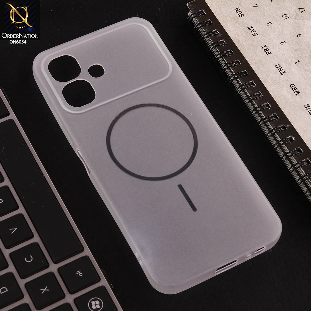 Infinix Smart 20 Cover - White - Ultra Thin Matte Case with Transparent MagSafe Ring Design