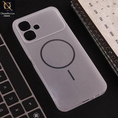 Infinix Smart 20 Cover - White - Ultra Thin Matte Case with Transparent MagSafe Ring Design