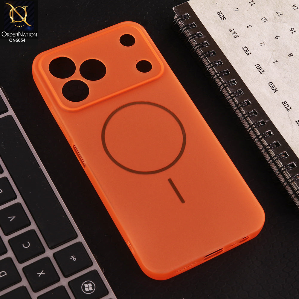 Tecno Spark 50 Cover - Orange - Ultra Thin Matte Case with Transparent MagSafe Ring Design