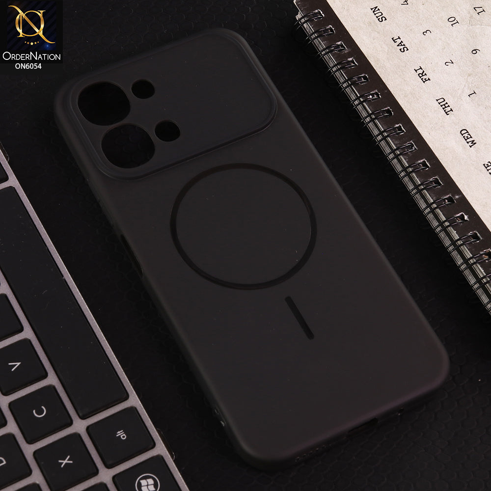 Vivo Y31d Cover - Black - Ultra Thin Matte Case with Transparent MagSafe Ring Design