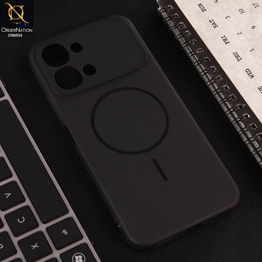 Vivo Y31d Cover - Black - Ultra Thin Matte Case with Transparent MagSafe Ring Design