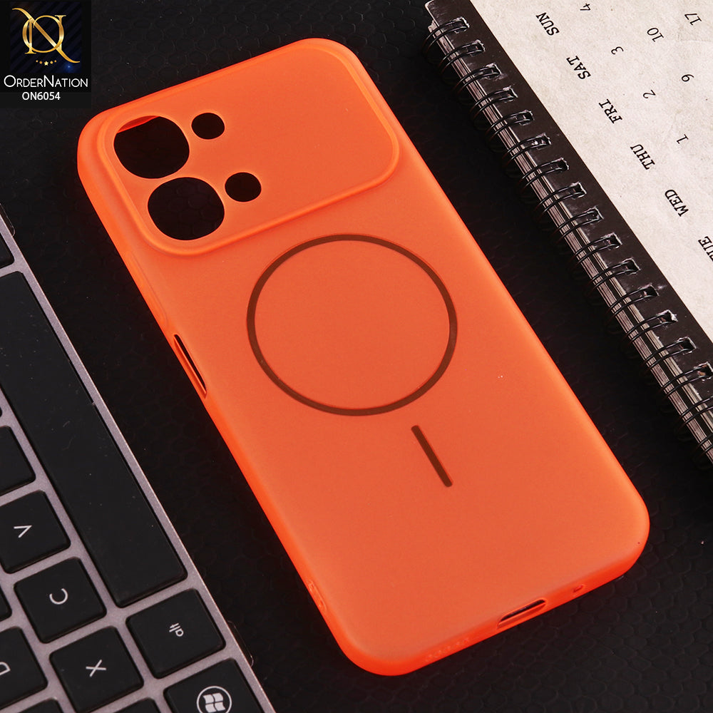 Vivo Y31d Cover - Orange - Ultra Thin Matte Case with Transparent MagSafe Ring Design