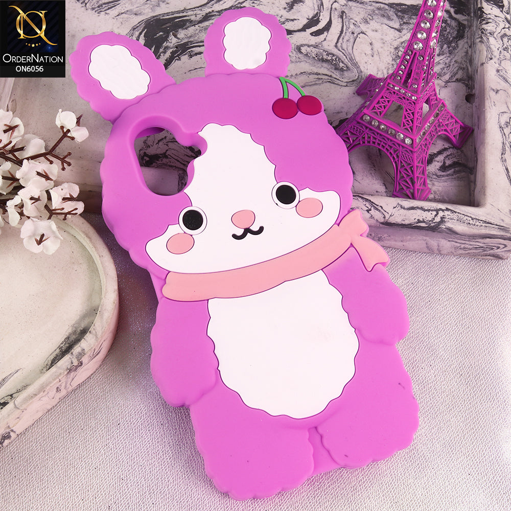 Samsung Galaxy F07 Cover - Pink - Cartoon Character Anti-Slip Silicone Protective Back Cover