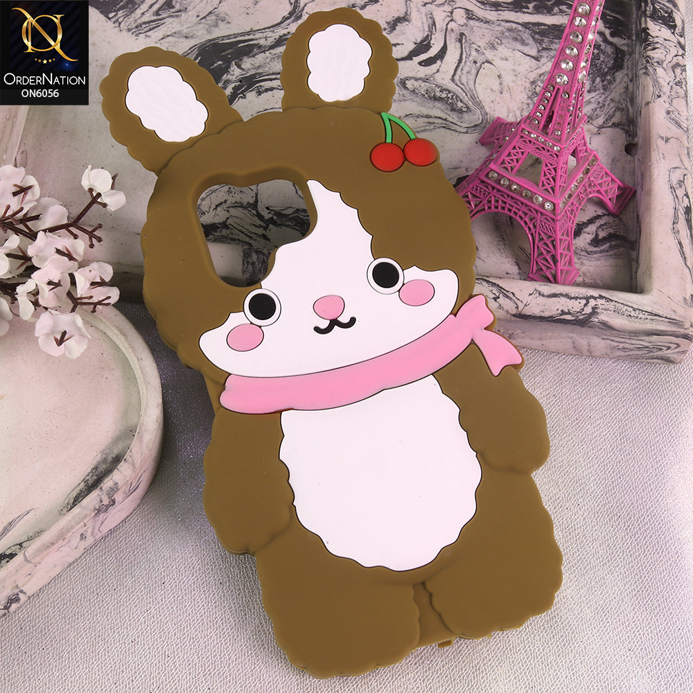 Tecno Spark 40 Cover - Brown - Cartoon Character Anti-Slip Silicone Protective Back Cover