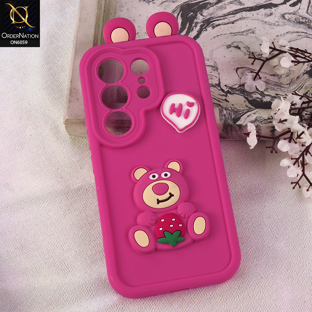 Tecno Camon 50 Pro 5G Cover - Dark Pink - 3D Cute Cartoon Characters Soft Silicone Case with Camera Protection