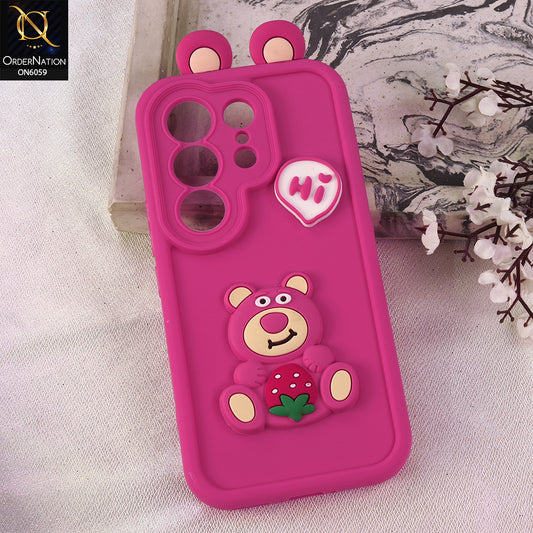 Tecno Camon 50 Pro 5G Cover - Dark Pink - 3D Cute Cartoon Characters Soft Silicone Case with Camera Protection
