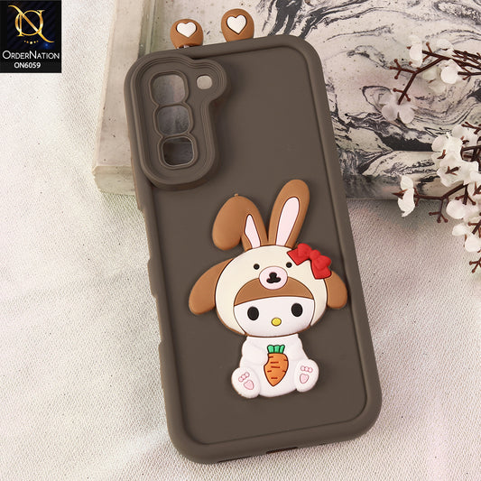 Infinix Hot 70 Cover - Brown - 3D Cute Cartoon Characters Soft Silicone Case with Camera Protection