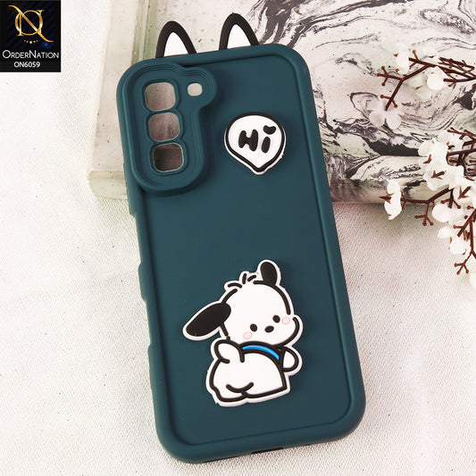 Infinix Hot 70 Cover - Green - 3D Cute Cartoon Characters Soft Silicone Case with Camera Protection