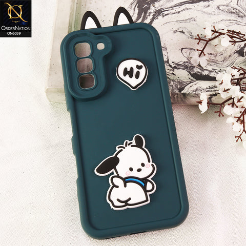 Infinix Hot 70 Cover - Green - 3D Cute Cartoon Characters Soft Silicone Case with Camera Protection