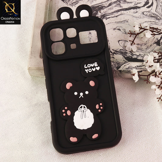 Infinix Note 60 Pro Cover - Black - 3D Cute Cartoon Characters Soft Silicone Case with Camera Protection