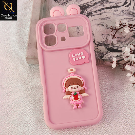Infinix Note 60 Pro Cover - Pink - 3D Cute Cartoon Characters Soft Silicone Case with Camera Protection