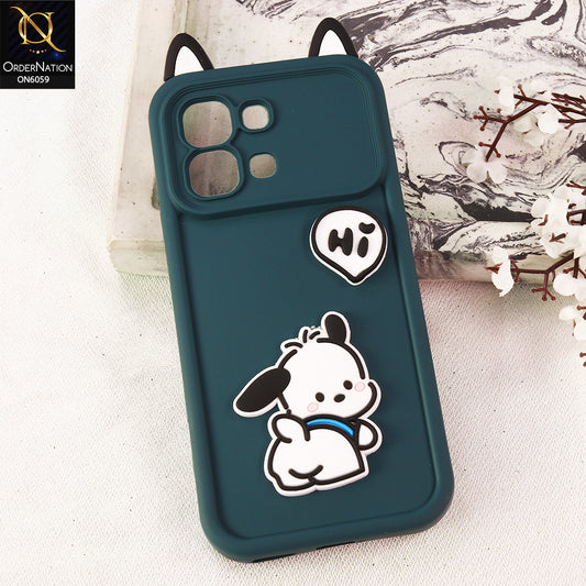 Infinix Note Edge Cover - Green - 3D Cute Cartoon Characters Soft Silicone Case with Camera Protection