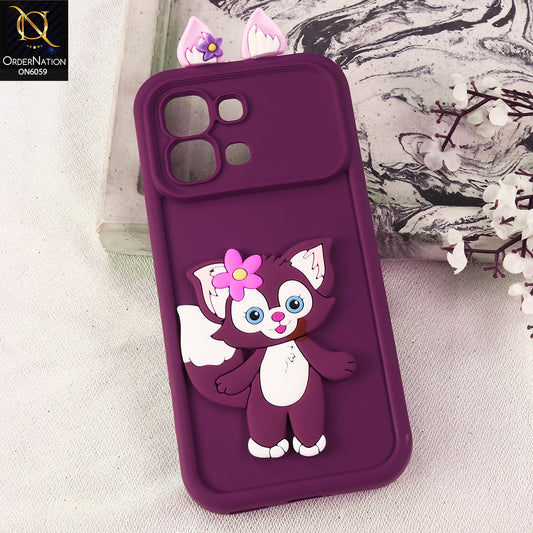 Infinix Note Edge Cover - Maroon - 3D Cute Cartoon Characters Soft Silicone Case with Camera Protection