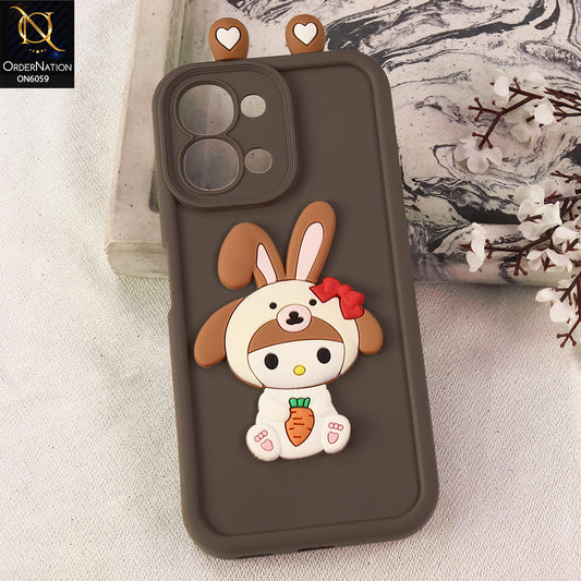 Oppo A6 Pro 5G Cover - Brown - 3D Cute Cartoon Characters Soft Silicone Case with Camera Protection