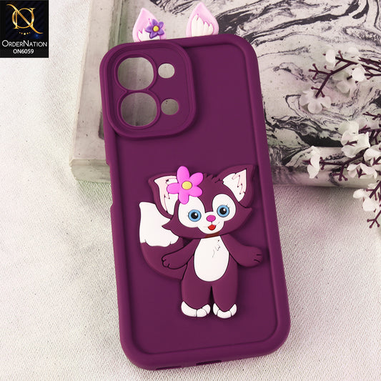Oppo A6 Pro 5G Cover - Maroon - 3D Cute Cartoon Characters Soft Silicone Case with Camera Protection