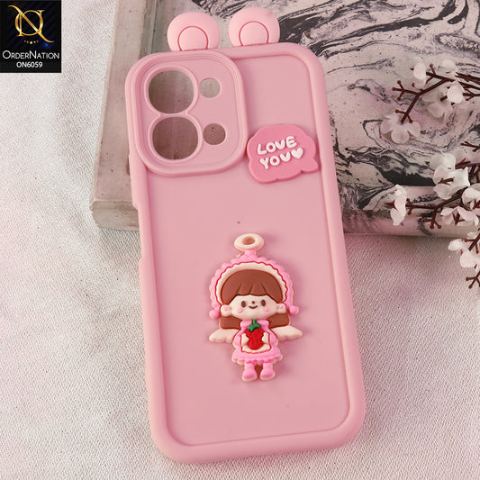 Oppo A6 Pro 5G Cover - Pink - 3D Cute Cartoon Characters Soft Silicone Case with Camera Protection