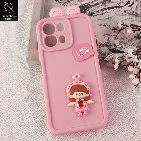 Oppo A6s 4G Cover - Pink - 3D Cute Cartoon Characters Soft Silicone Case with Camera Protection