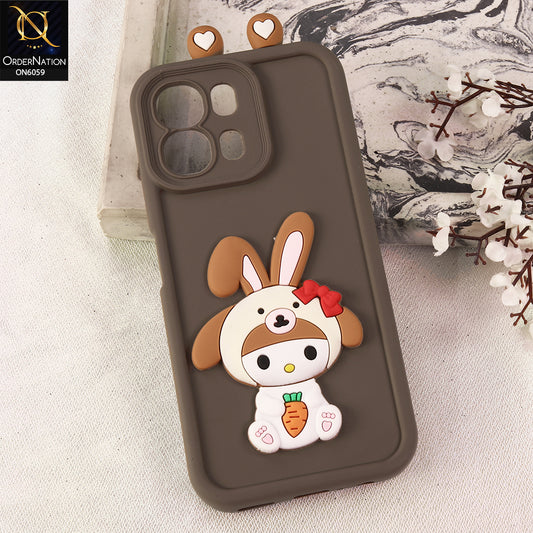 Oppo A6c Cover - Brown - 3D Cute Cartoon Characters Soft Silicone Case with Camera Protection