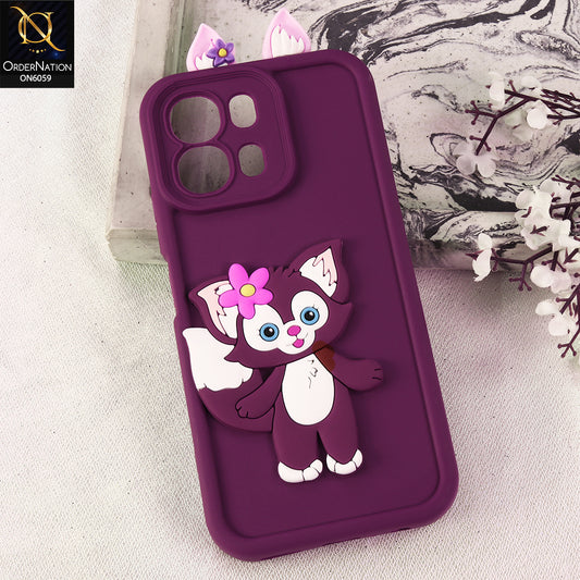Oppo A6c Cover - Maroon - 3D Cute Cartoon Characters Soft Silicone Case with Camera Protection