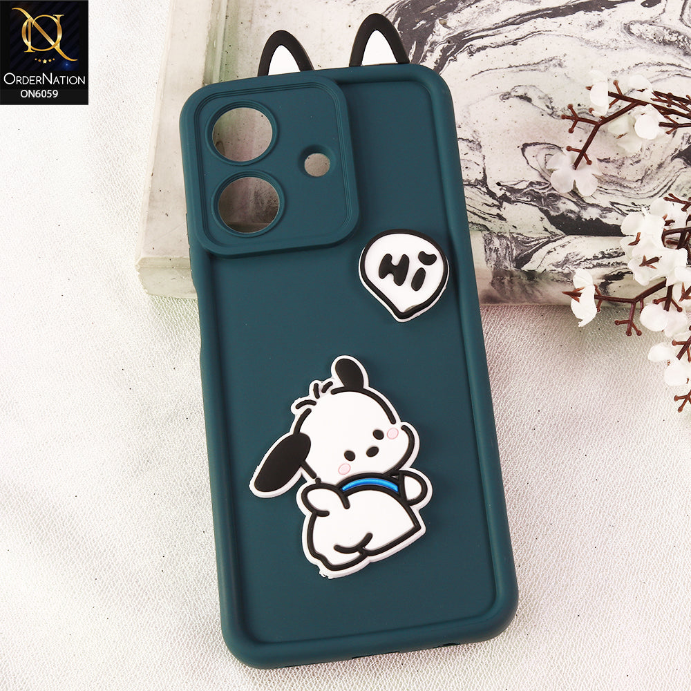 Realme C61 (India) Cover - Green - 3D Cute Cartoon Characters Soft Silicone Case with Camera Protection