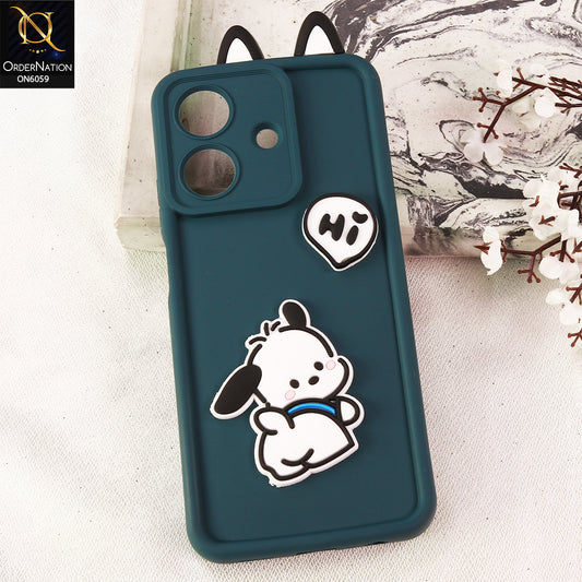 Realme Note 60x Cover - Green - 3D Cute Cartoon Characters Soft Silicone Case with Camera Protection