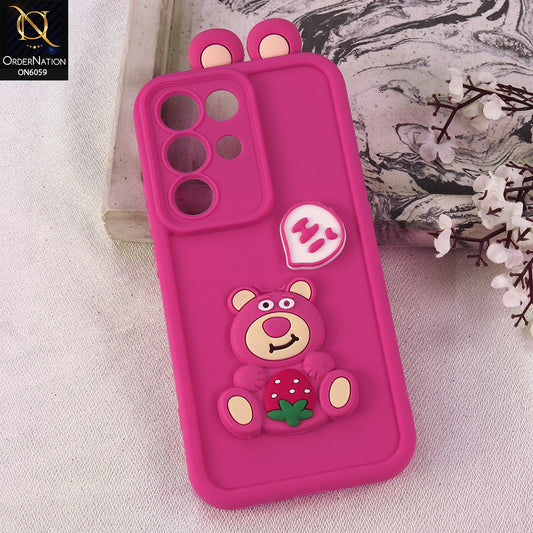 Realme C85 Cover - Dark Pink - 3D Cute Cartoon Characters Soft Silicone Case with Camera Protection