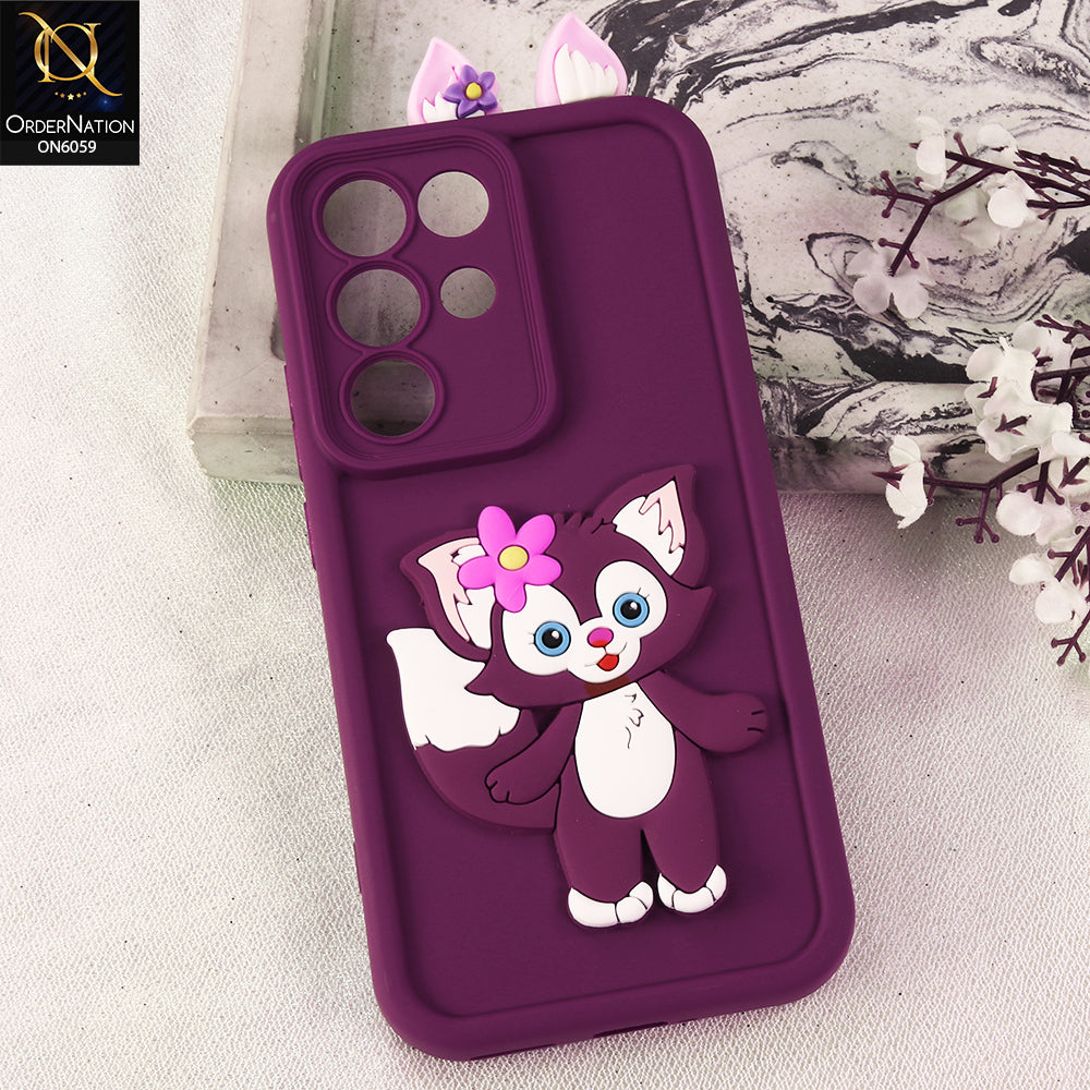 Realme C85 Cover - Maroon - 3D Cute Cartoon Characters Soft Silicone Case with Camera Protection