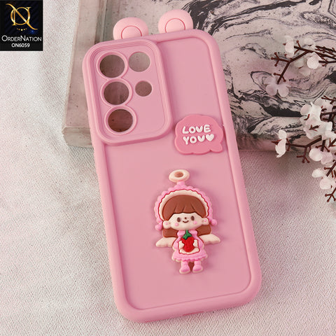 Realme C85 Pro Cover - Pink - 3D Cute Cartoon Characters Soft Silicone Case with Camera Protection
