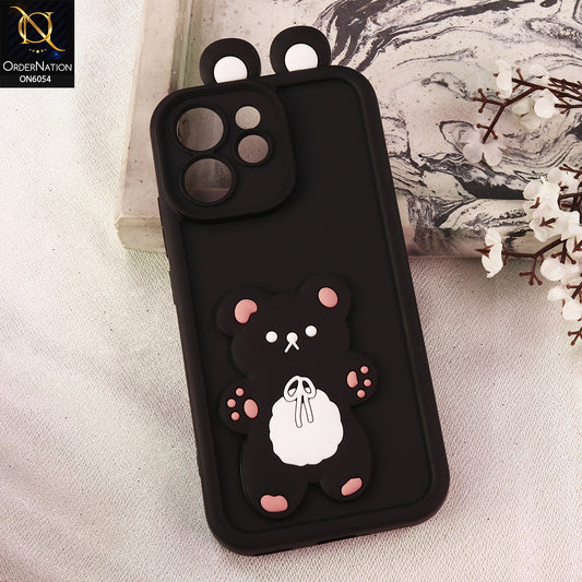 Oppo Reno 15F Cover - Black - 3D Cute Cartoon Characters Soft Silicone Case with Camera Protection