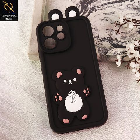 Oppo Reno 15F Cover - Black - 3D Cute Cartoon Characters Soft Silicone Case with Camera Protection