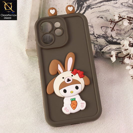 Oppo Reno 15F Cover - Brown - 3D Cute Cartoon Characters Soft Silicone Case with Camera Protection