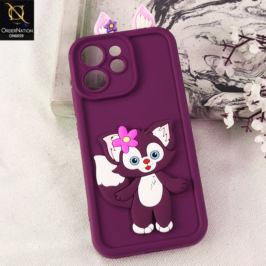 Oppo Reno 15F Cover - Maroon - 3D Cute Cartoon Characters Soft Silicone Case with Camera Protection