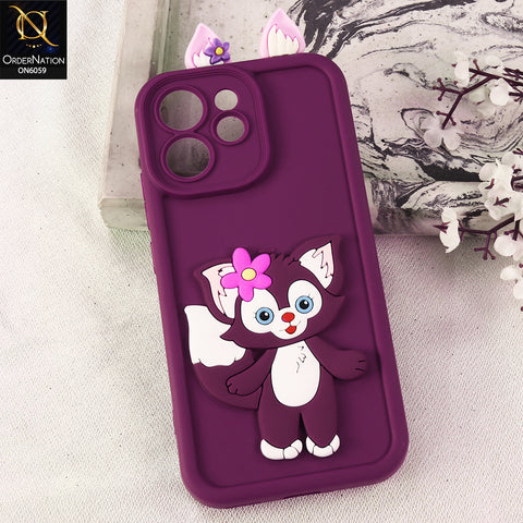 Oppo Reno 15F Cover - Maroon - 3D Cute Cartoon Characters Soft Silicone Case with Camera Protection