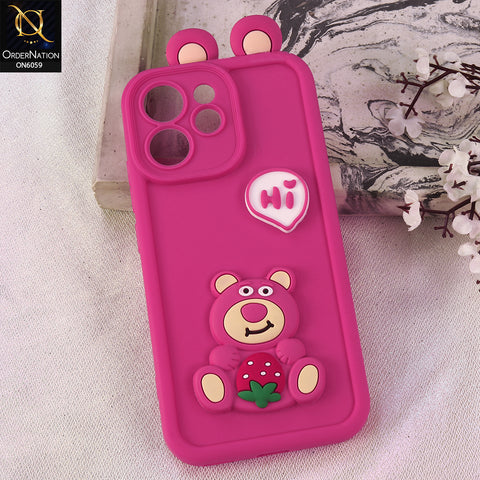 Oppo Reno 15F Cover - Dark Pink - 3D Cute Cartoon Characters Soft Silicone Case with Camera Protection