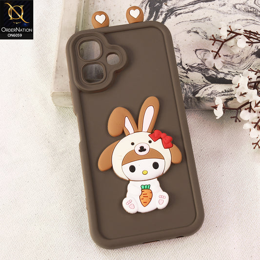 Infinix Smart 20 Cover - Brown - 3D Cute Cartoon Characters Soft Silicone Case with Camera Protection