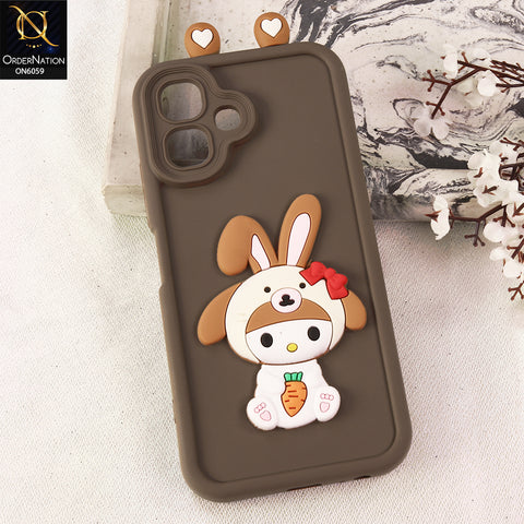Infinix Smart 20 Cover - Brown - 3D Cute Cartoon Characters Soft Silicone Case with Camera Protection