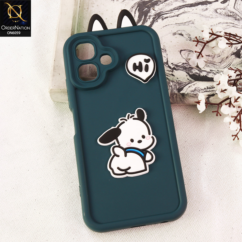 Infinix Smart 20 Cover - Green - 3D Cute Cartoon Characters Soft Silicone Case with Camera Protection