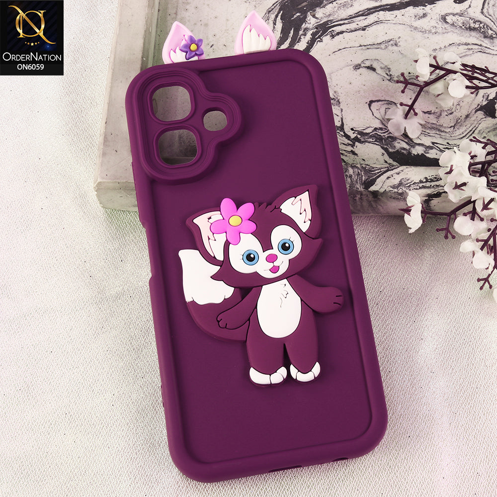 Infinix Smart 20 Cover - Maroon - 3D Cute Cartoon Characters Soft Silicone Case with Camera Protection