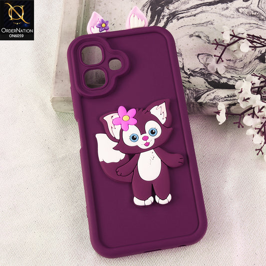 Infinix Smart 20 Cover - Maroon - 3D Cute Cartoon Characters Soft Silicone Case with Camera Protection