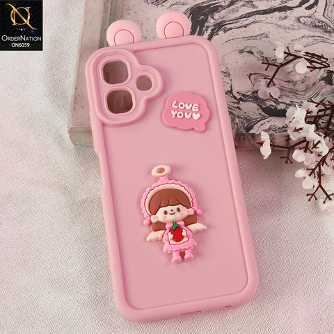Infinix Smart 20 Cover - Pink - 3D Cute Cartoon Characters Soft Silicone Case with Camera Protection