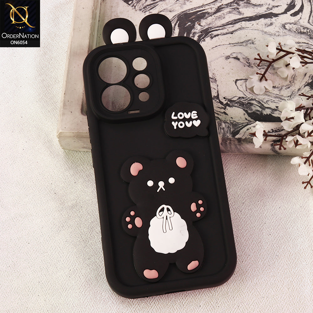 Vivo S50 Cover - Black - 3D Cute Cartoon Characters Soft Silicone Case with Camera Protection
