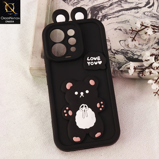Vivo S50 Cover - Black - 3D Cute Cartoon Characters Soft Silicone Case with Camera Protection