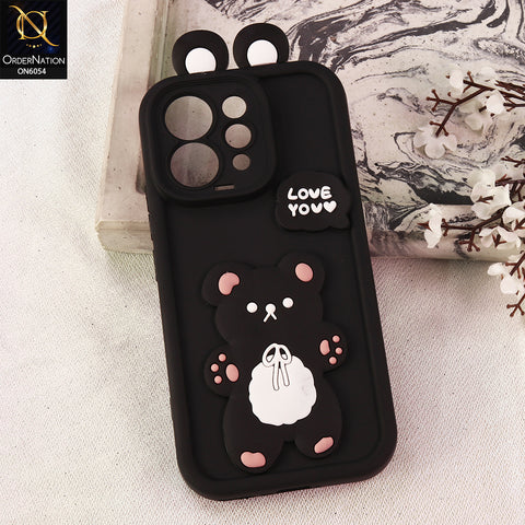 Vivo S50 Cover - Black - 3D Cute Cartoon Characters Soft Silicone Case with Camera Protection