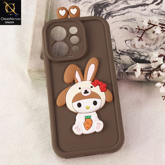Vivo S50 Cover - Brown - 3D Cute Cartoon Characters Soft Silicone Case with Camera Protection