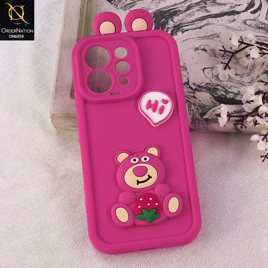 Vivo S50 Cover - Dark Pink - 3D Cute Cartoon Characters Soft Silicone Case with Camera Protection