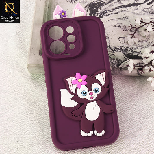 Vivo S50 Cover - Maroon - 3D Cute Cartoon Characters Soft Silicone Case with Camera Protection