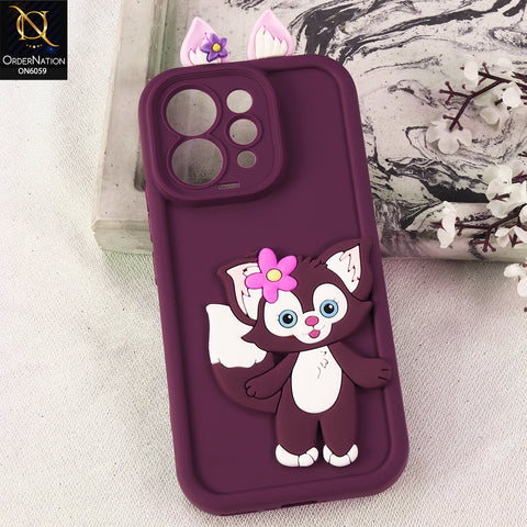 Vivo S50 Cover - Maroon - 3D Cute Cartoon Characters Soft Silicone Case with Camera Protection
