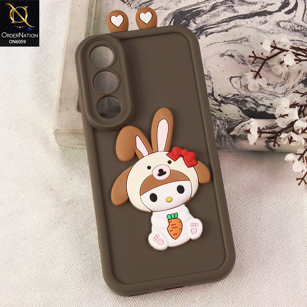 Vivo V70 FE Cover - Brown - 3D Cute Cartoon Characters Soft Silicone Case with Camera Protection