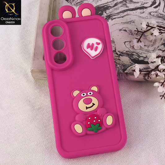 Vivo V70 FE Cover - Dark Pink - 3D Cute Cartoon Characters Soft Silicone Case with Camera Protection