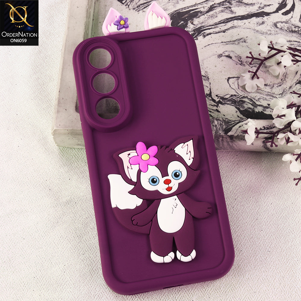 Vivo V70 FE Cover - Maroon - 3D Cute Cartoon Characters Soft Silicone Case with Camera Protection